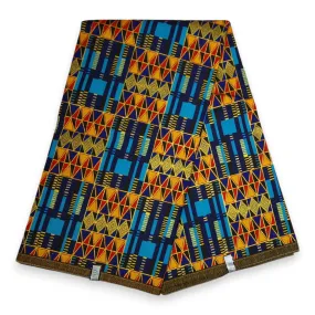 African print fabric - Orange Blocks - Polycotton