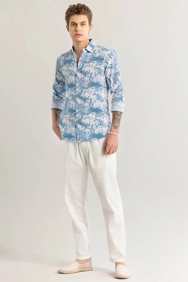 Aquarelli Abstract Powder Blue Shirt