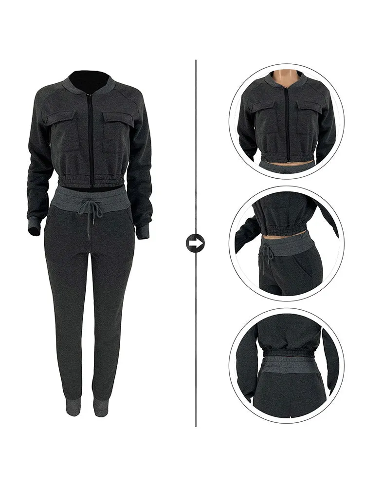 Casual Jacket & Pants Tracksuit Set