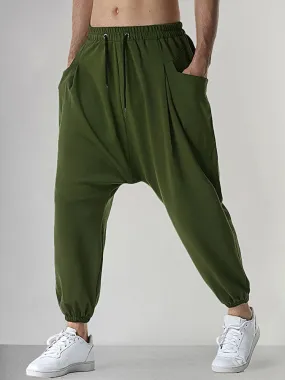 Casual Solid Sports Drop Crotch Pants