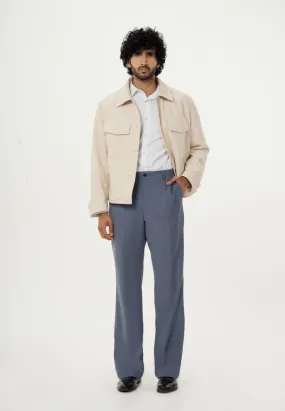 Chicago Blue Merino Wool Wide Fit Pants (Ali Fazal x Elle)