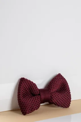 Children's Knitted Bow Tie In Wine