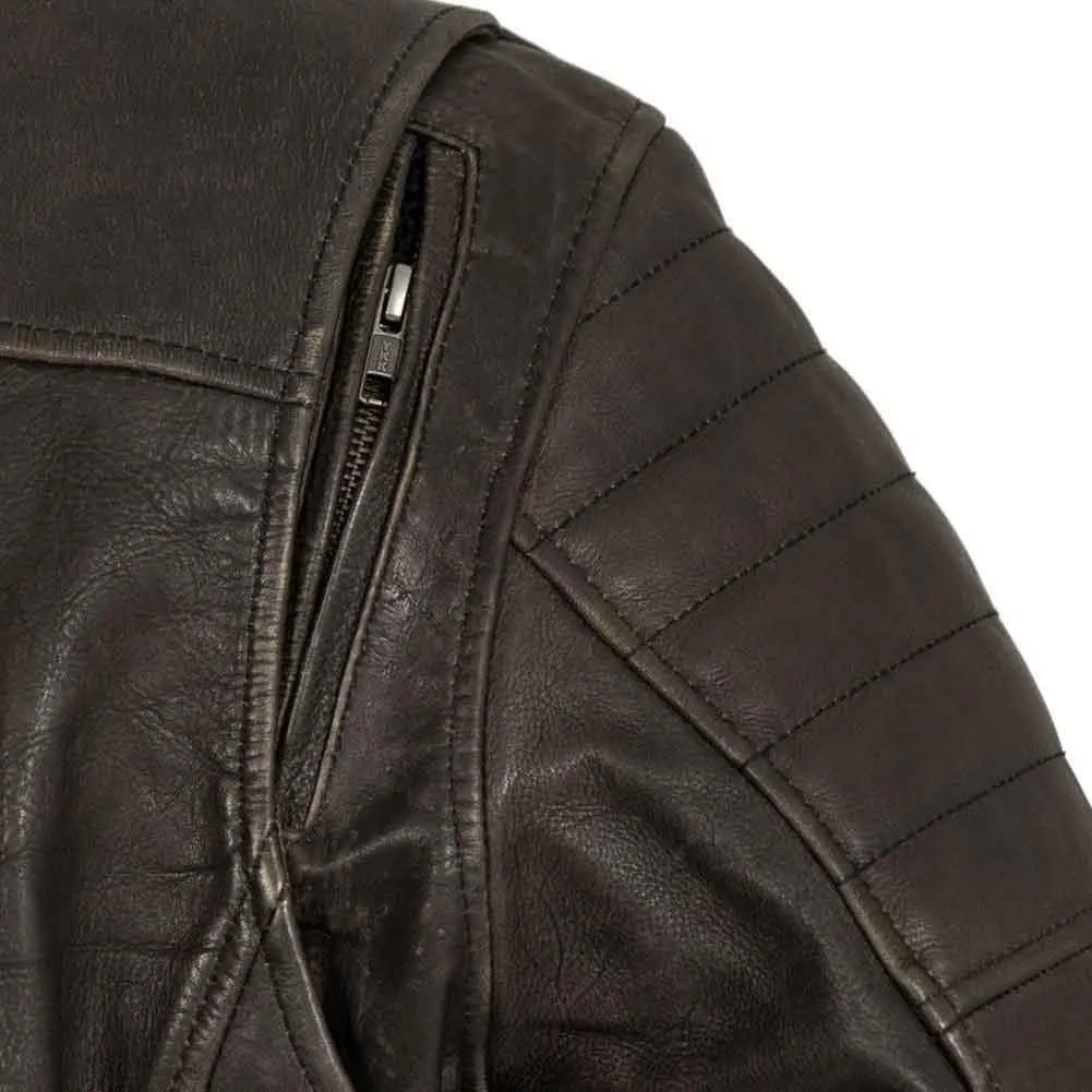 First Mfg Mens Commuter Vented Leather Motorcycle Jacket