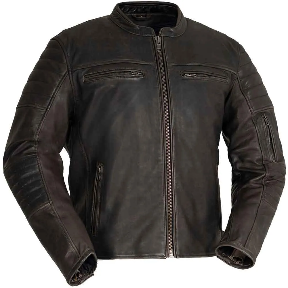 First Mfg Mens Commuter Vented Leather Motorcycle Jacket