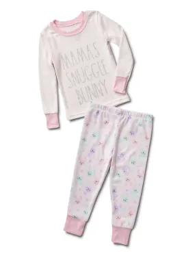 Girls' "MAMA'S SNUGGLE BUNNY" Long Sleeve Top and Elastic Waistband Joggers Pajama Set