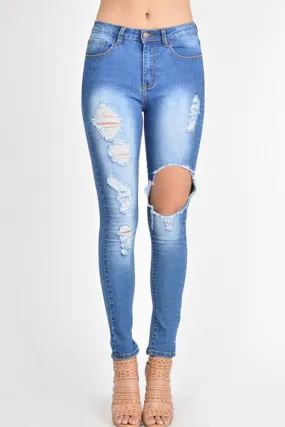 High Waisted Torn Skinny Fit Jeans