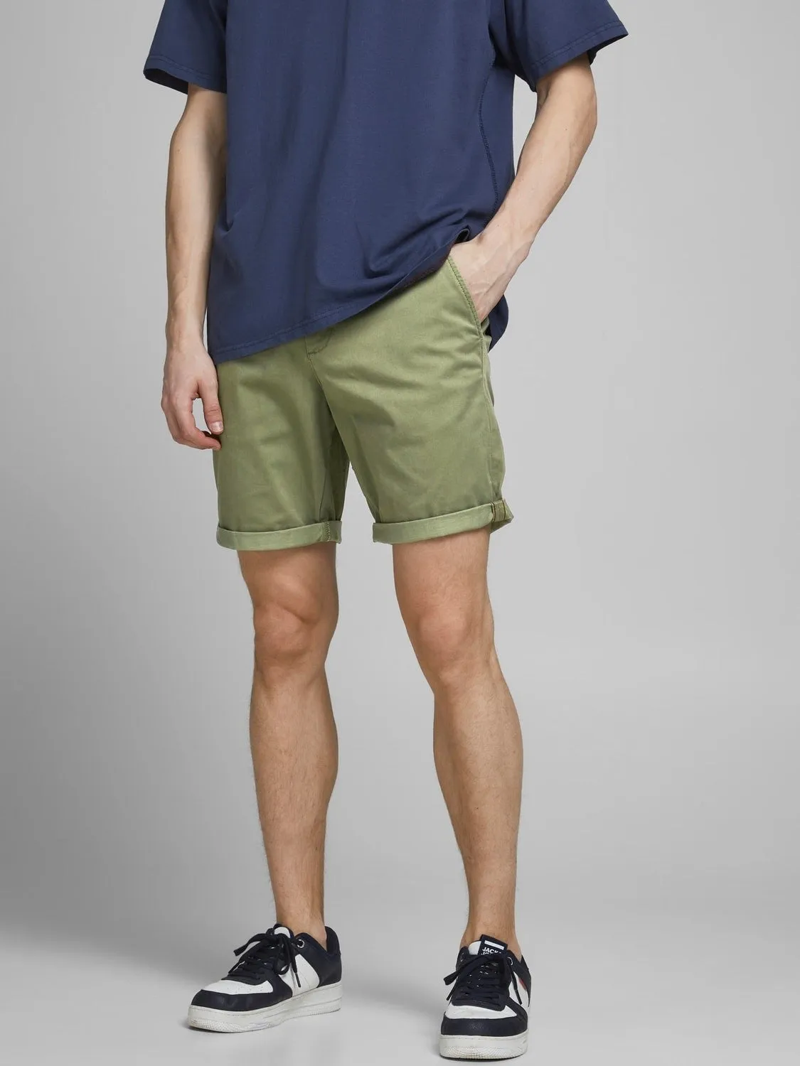 Jack & Jones Bowie Stretch Chino Style Shorts-LICHEN