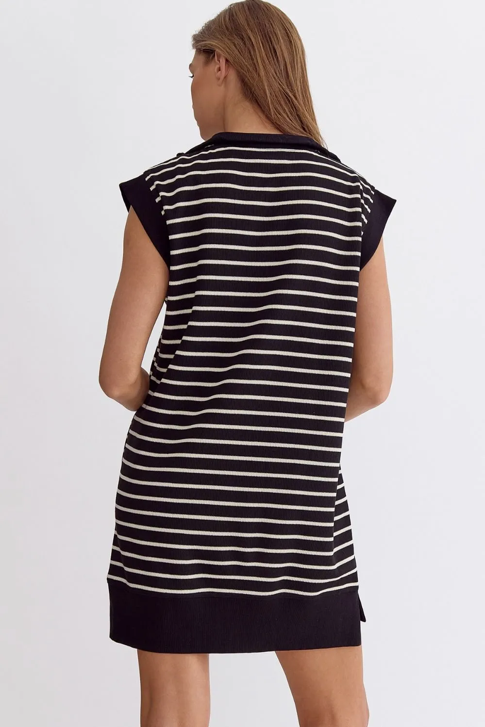 Just Stripe With It Dress - Black