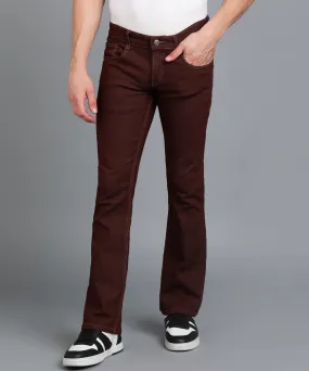 Men's Brown Washed Bootcut Jeans Stretchable