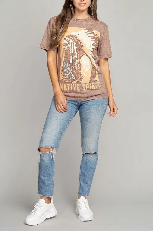 Native Spirit Tee in Mocha Mineral Wash