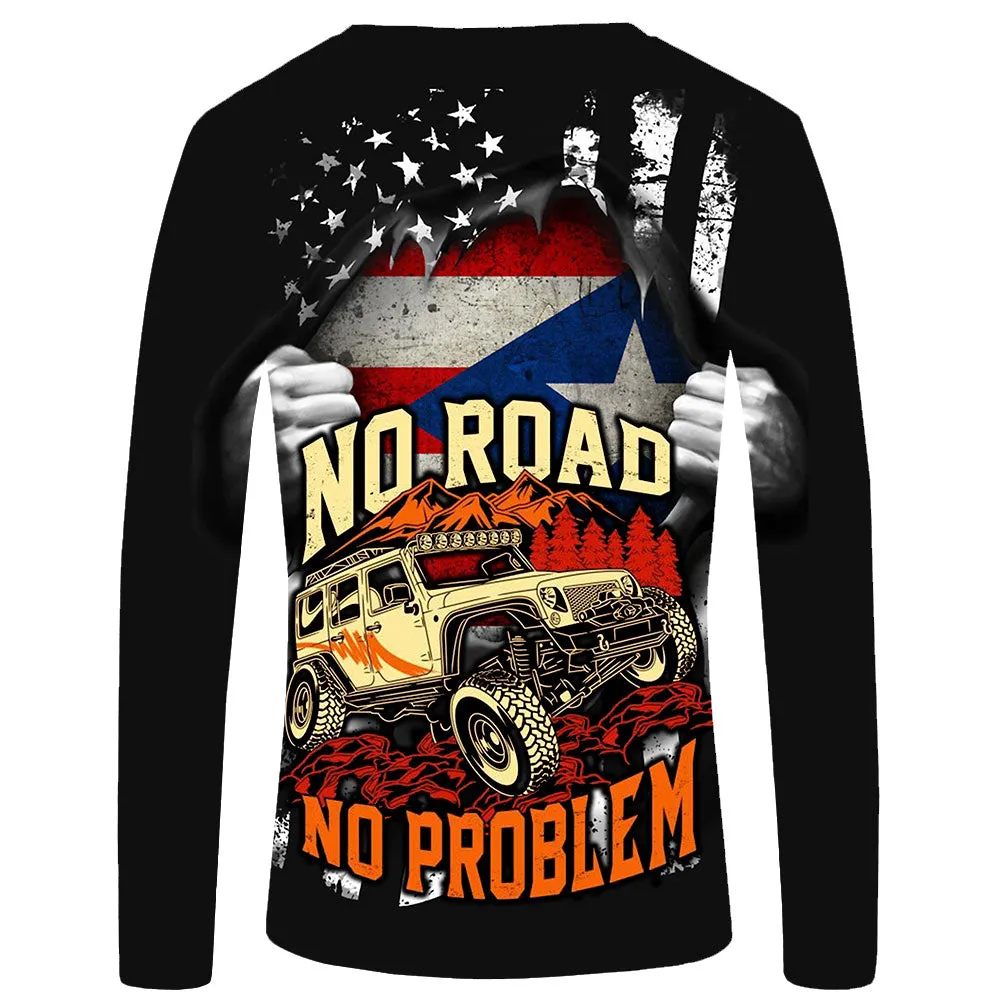 No Roads No Problem Puerto Rico Flag - UPF 50  Long Sleeve Shirt