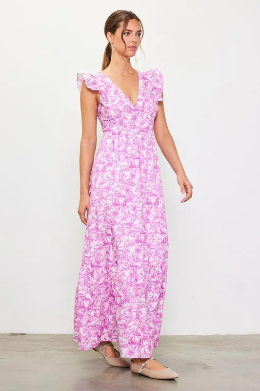 Printed Maxi Dress - Pink