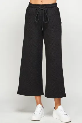 Textured Cropped Pants - Black